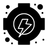 Icon showing a circular gear with a lightning bolt symbolizing predictable energy costs and long-term stability for New Jersey commercial solar systems.
